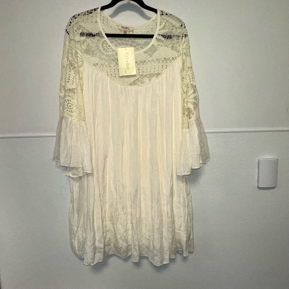 New NWT Women's Rebellion Again Dress Size 2X Ivory Lace Bell Sleeve - Picture 6 of 14